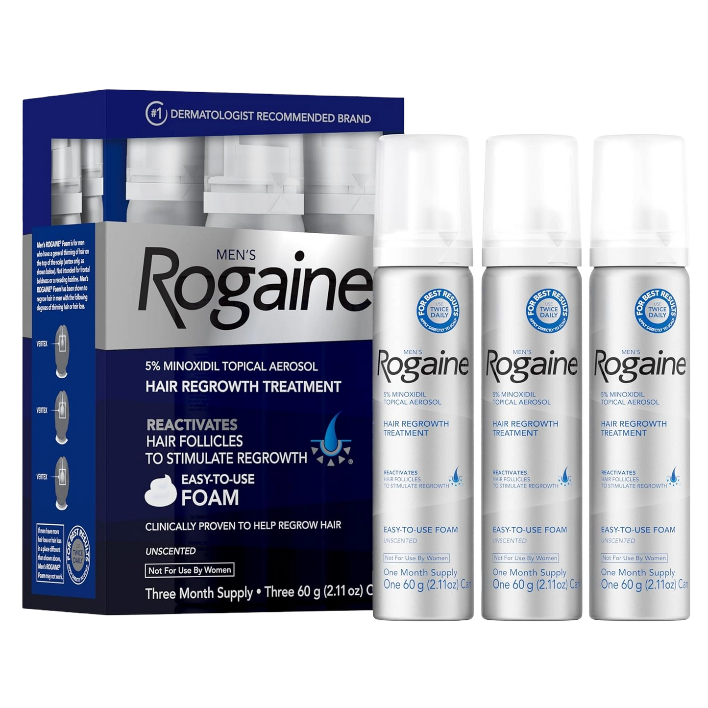 Men’s Rogaine 5% Minoxidil for Men Foam, Clinically