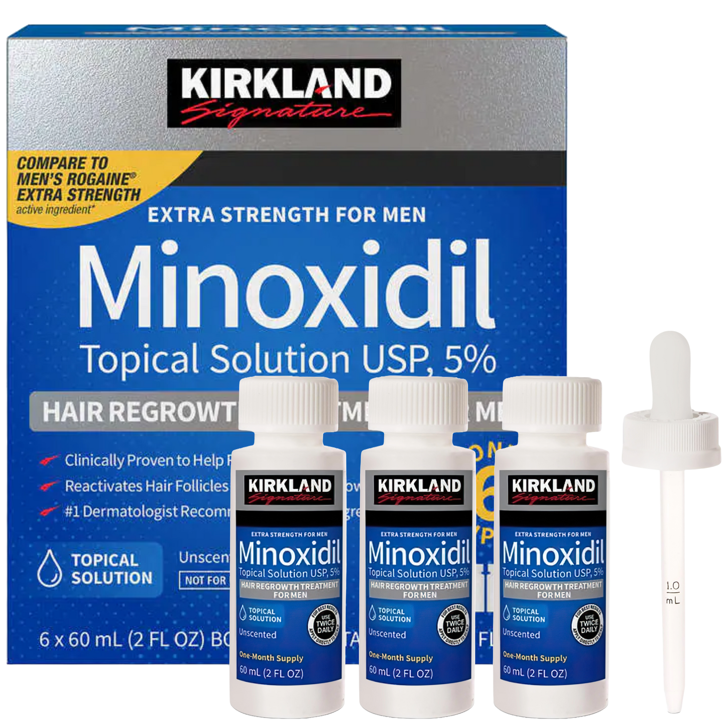 Kirkland 5% Minoxidil Extra Strength Liquid Hair Loss and Hair Regrowth Treatment 9 Month