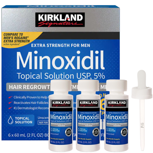 Kirkland 5% Minoxidil Extra Strength Liquid Hair Loss and Hair Regrowth Treatment 9 Month