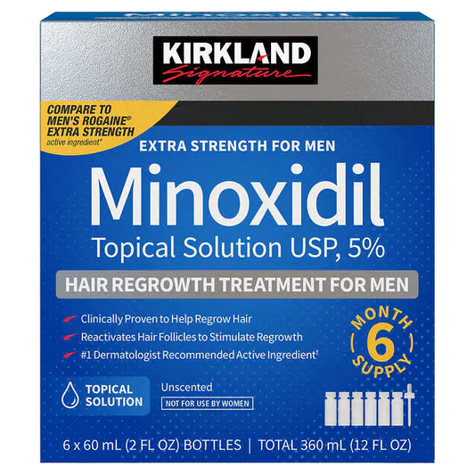 Kirkland 5% Minoxidil Extra Strength Liquid Hair Loss and Hair Regrowth Treatment 6 Month