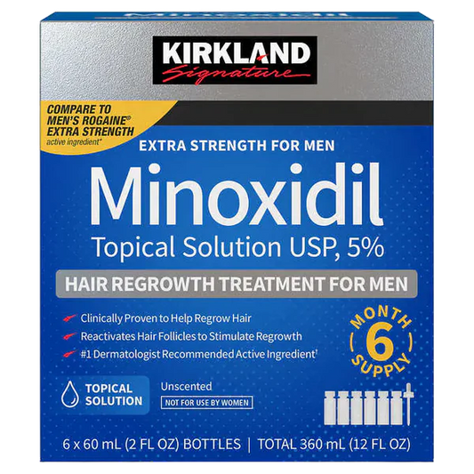 Kirkland 5% Minoxidil Extra Strength Liquid Hair Loss and Hair Regrowth Treatment 6 Month With 3 Droppers